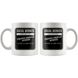 Social Worker - Freakin Miracle Worker v7 BLACK background Mug