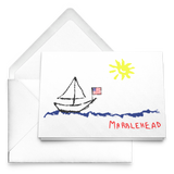 Marblehead - Sailboat & Sun Sketch 5x7 Note Card