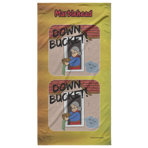 Down Bucket - Up for Air - Beach Towel - Orange-Yellow Background