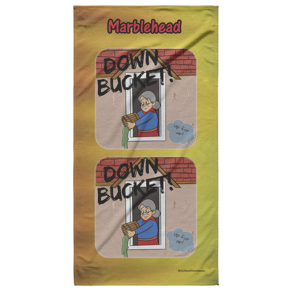 Down Bucket - Up for Air - Beach Towel - Orange-Yellow Background