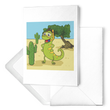 Iguana Cactus Cartoon 7x5 Note Card