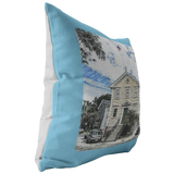 Marblehead - Old Town House Pillow, Lt Blue Bckgrnd
