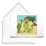 Iguana Cactus Cartoon 5x7 Note Card