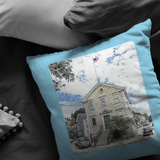 Marblehead - Old Town House Pillow, Lt Blue Bckgrnd