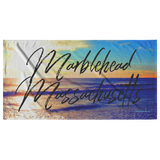 MARBLEHEAD Massachusetts - Beach Towel - Ocean Sun Bckgrnd