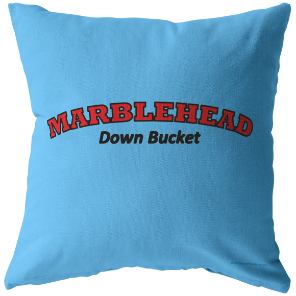 MARBLEHEAD - (red-black Down Bucket) Pillow, Blue Bckgrnd